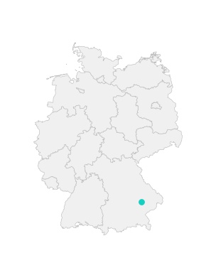 Karte von Deutschland mit der Lage von Dingolfing
