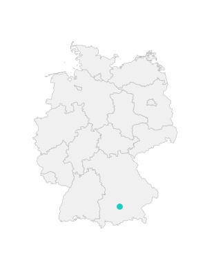 Karte von Deutschland mit der Lage von Gröbenzell