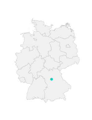 Karte von Deutschland mit der Lage von Nürnberg