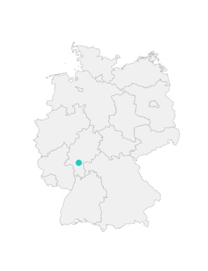 Karte von Deutschland mit der Lage von Frankfurt am Main