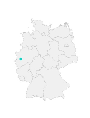 Karte von Deutschland mit der Lage von Düsseldorf