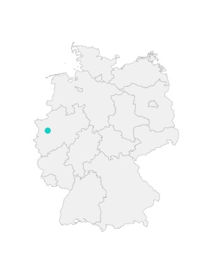 Karte von Deutschland mit der Lage von Duisburg